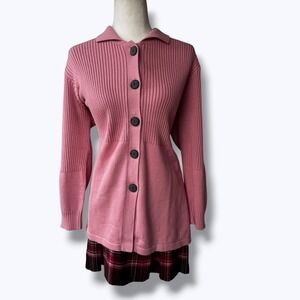 NWOT Pink Cardigan Soft Knit Cozy Stretchy Cute Classic PXL Light Academia Cute